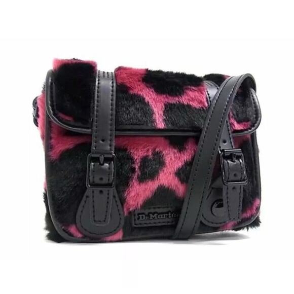 Dr. Martens Handbags - Dr.Martens Pink Cow Print Faux Fur Satchel Crossbody Shoulder Bag New With Tags